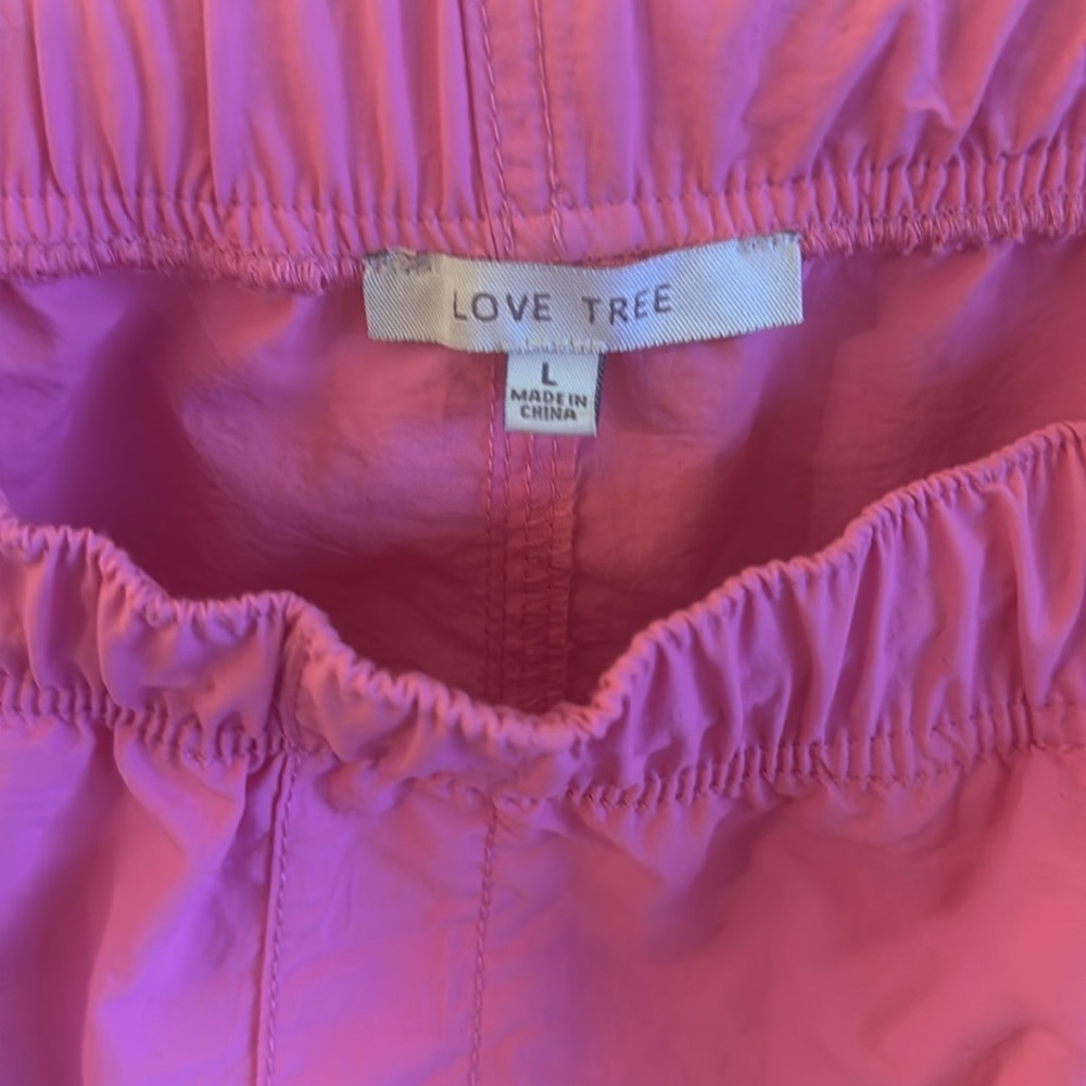 Love Tree Nylon Baggy Parachute Pants Womens Size Large Pink Pull On - Picture 10 of 16